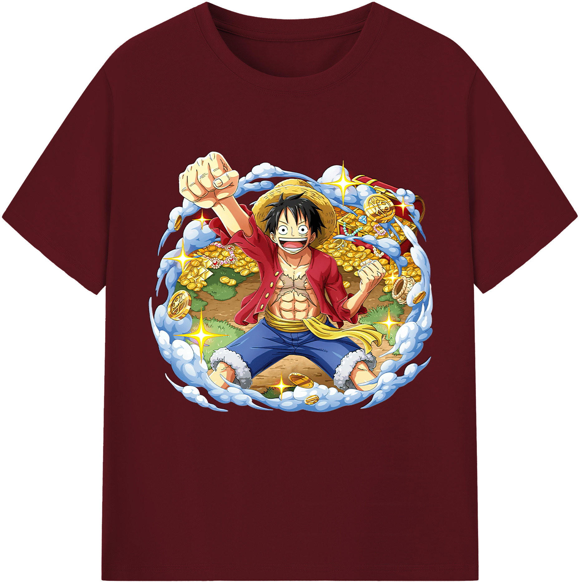 ワンピース モンキー・D・ルフィ ONE PIECE Monkey D. Luffy 綿100％半袖Tシャツ（フロントプリント）